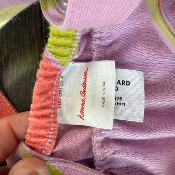 Hanna Andersson Cotton Tiered Cross Back Lemon Orange Lilac Spring Dress 4 - Picture 7 of 7